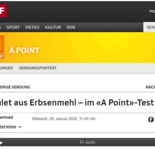 SRF - poulet à la farine de pois - dans le test "A Point